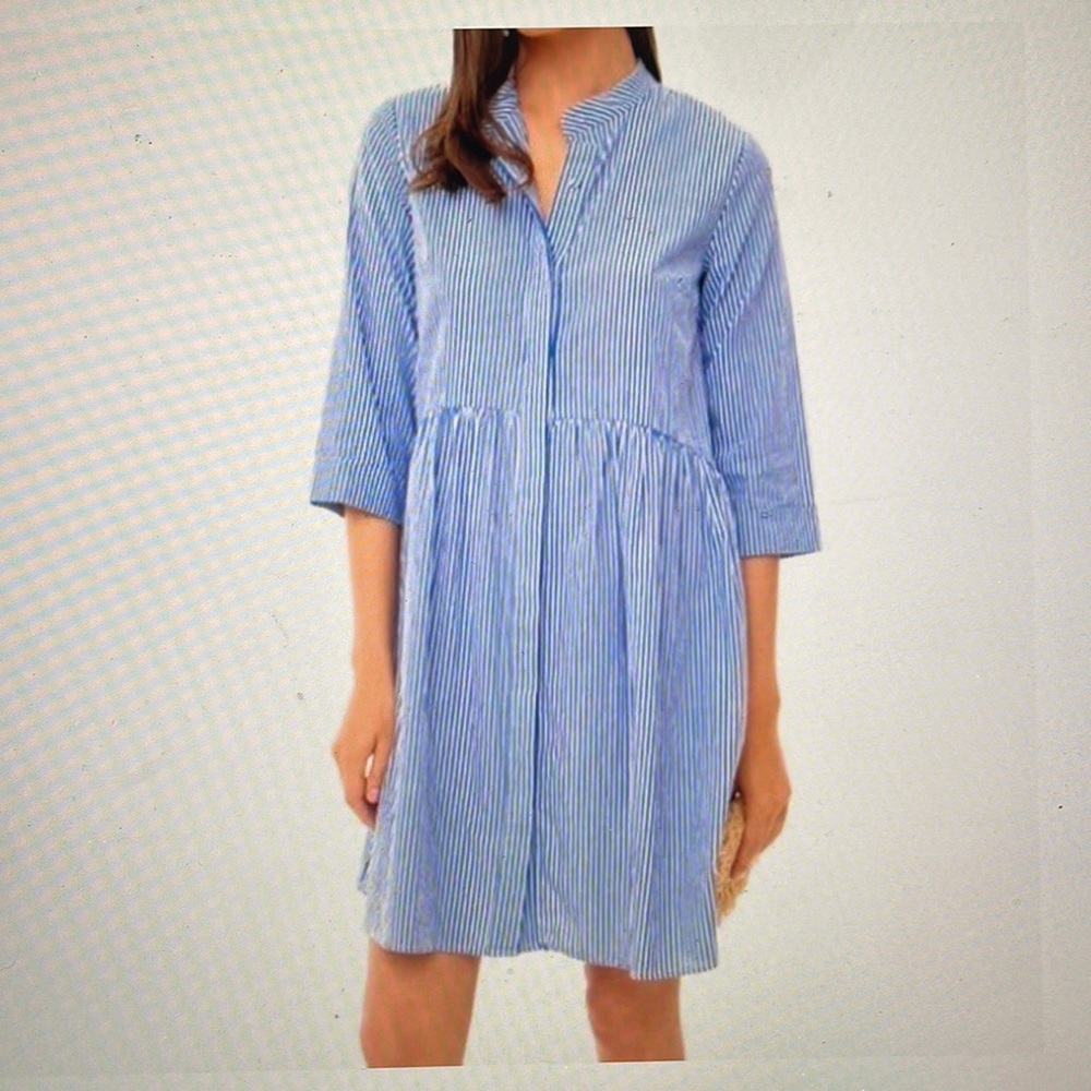 Tuckernuck Blue Stripe Cotton Royal Shirt Dress